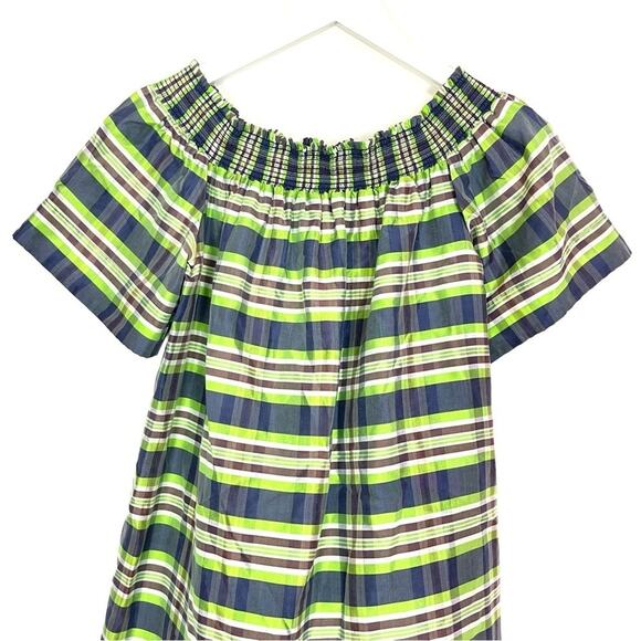 J. Crew Collection Off Shoulder Silk Plaid Dress - Picture 5 of 12